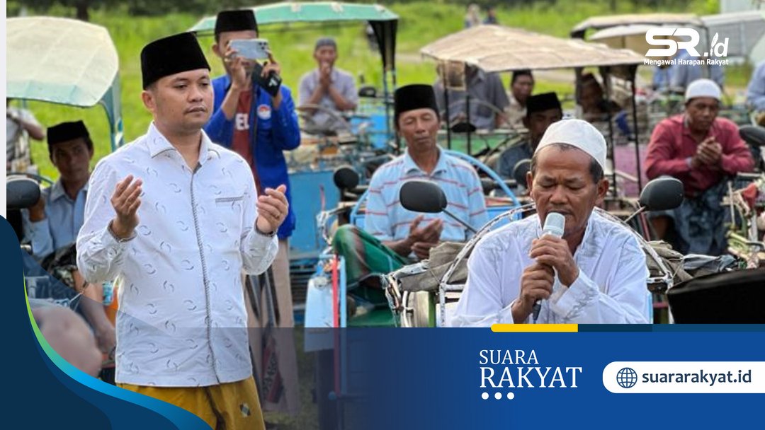 Ratusan tukang becak yang hadir kompak mendoakan Legislator Muda Slamet Ariyadi, dalam acara buka bersama Jumat (24/3). Foto: Suararakyat.id
